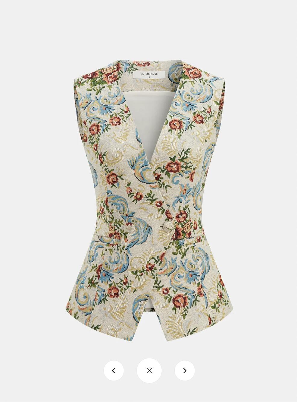 NWT Commense Vintage Floral Tailored Vest Sz XS